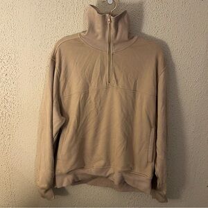 ZYIA Active Tan 1/4 Zip Cowl Pocket Jacket Pullover Size 3x Athleisure Winter